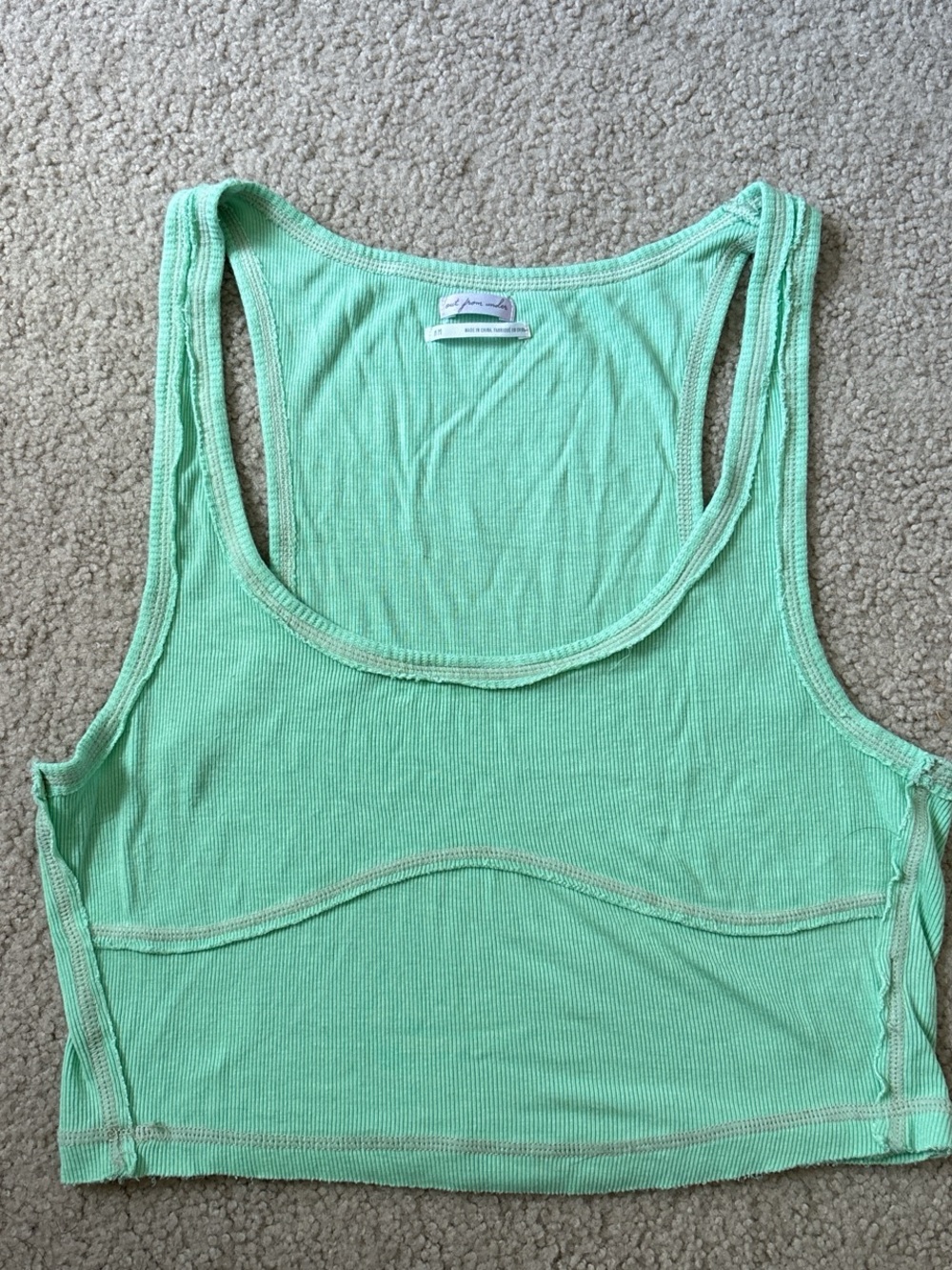 Urban Outfitters Mint Green Ribbed Crop Tank